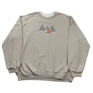 Vintage Trilogy Morning Sun Fox Embroidered Sweatshirt XL Cottagecore Grannycore
